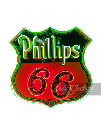 1930S-40S PHILLIPS 66 EMBOSSED PORCELAIN NEON SIGN