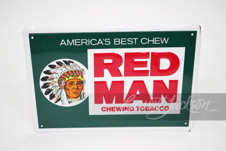 VINTAGE RED MAN CHEWING TOBACCO TIN SIGN