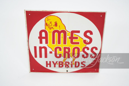 CIRCA-1950S AMES IN-CROSS HYBRIDS TIN SIGN
