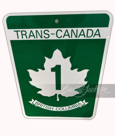 VINTAGE TRANS CANADA BRITISH COLUMBIA HIGHWAY 1 METAL ROAD SIGN