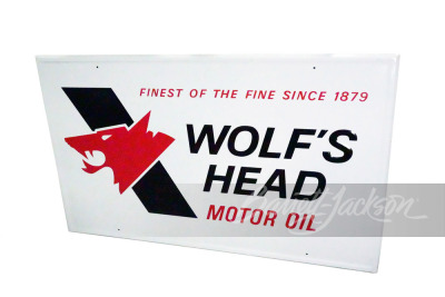 LARGE 1970S WOLF'S HEAD MOTOR OIL TIN SIGN