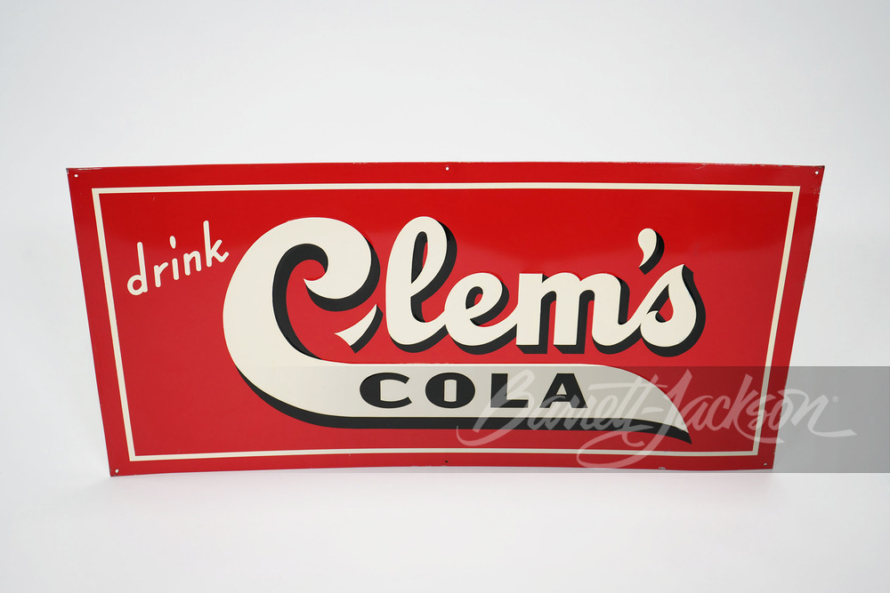 1940S CLEM'S COLA EMBOSSED TIN SIGN