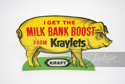 1950S KRAFT KRAYLETS PIG FEED TIN SIGN