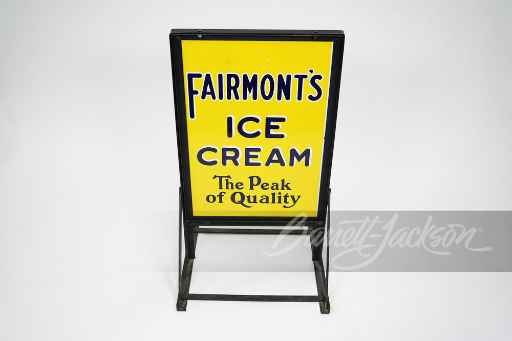 1930S FAIRMONT'S ICE CREAM PORCELAIN CURB SIGN