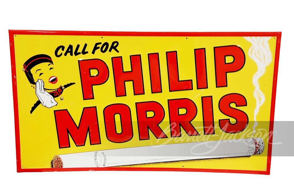 1950S PHILLIP MORRIS EMBOSSED TIN SIGN