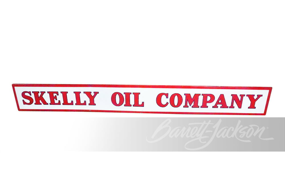 LARGE CIRCA 1930S-40S SKELLY OIL COMPANY EMBOSSED PORCELAIN SIGN