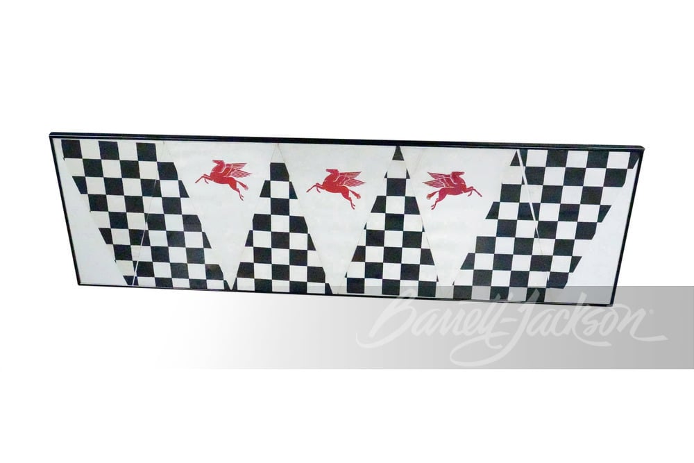 CIRCA LATE 1950S-EARLY '60S MOBIL OIL RACEWAY FINISH LINE CANVAS STRINGER