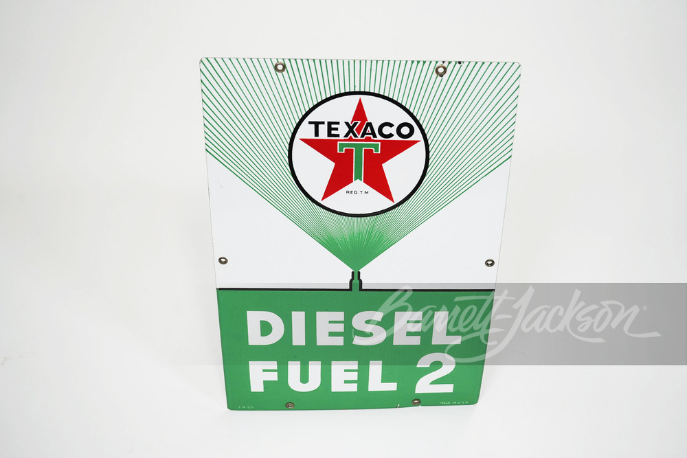 1955 TEXACO DIESEL FUEL #2 PORCELAIN PUMP PLATE SIGN