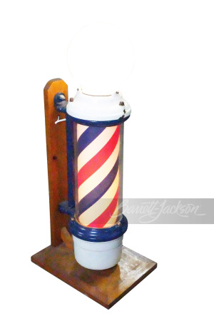 1920S KOKEN PORCELAIN-COATED LIGHTED BARBER SHOP POLE