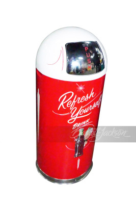 VINTAGE TRASH CAN IN COCA-COLA REGALIA