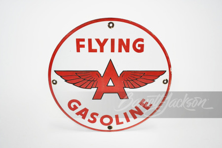 1940S-50S ASSOCIATED FLYING A GASOLINE PORCELAIN PUMP PLATE SIGN