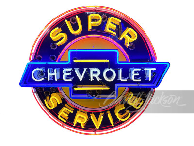 1930S-40S CHEVROLET SUPER SERVICE NEON PORCELAIN SIGN