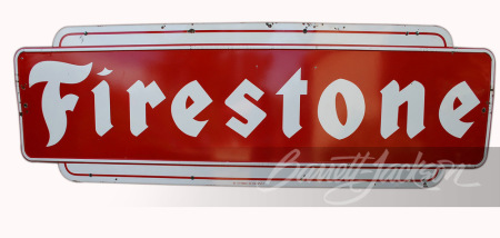 LARGE 1957 FIRESTONE TIRES PORCELAIN SIGN