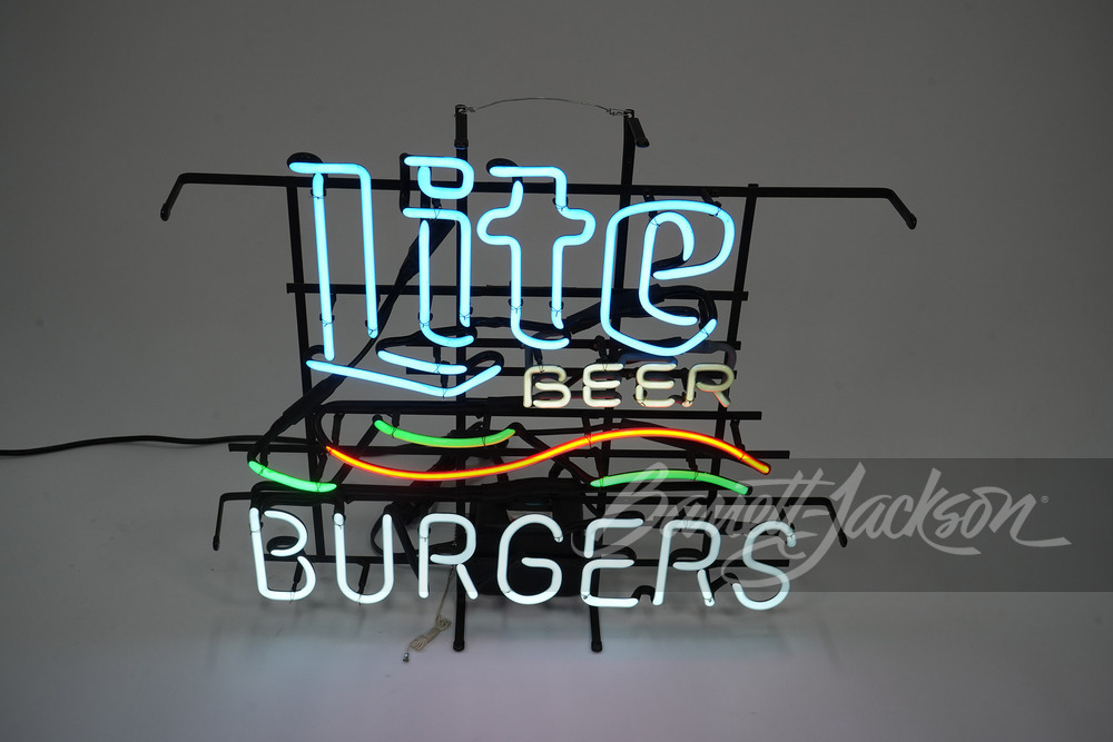 MILLER LITE BEER - BURGERS NEON SIGN