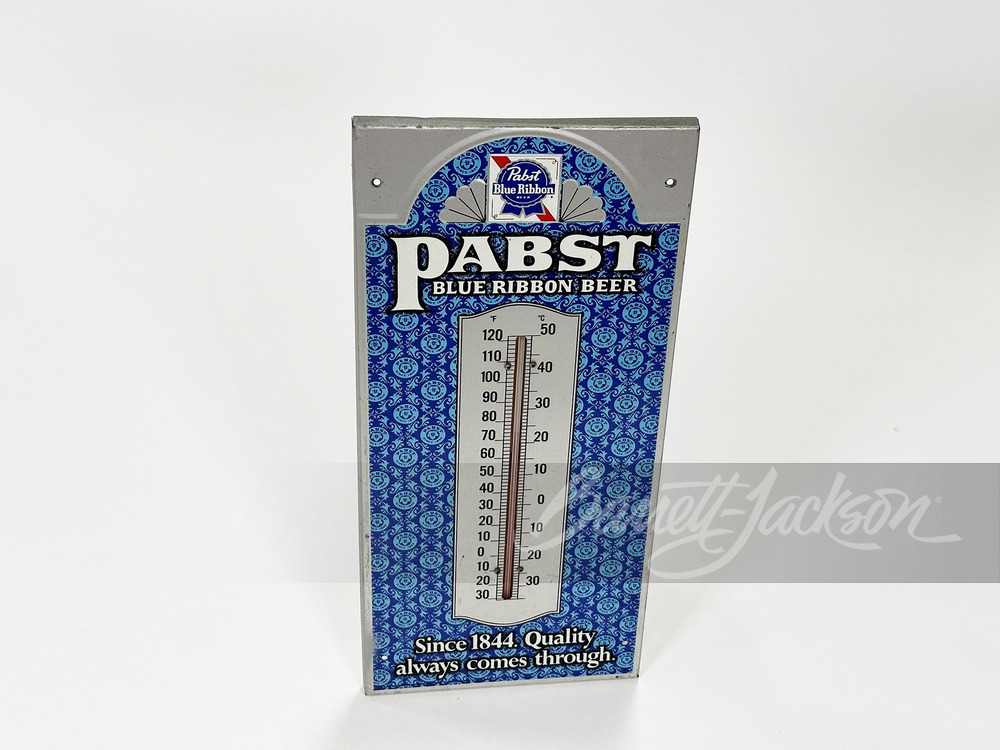 LATE 1960S PABST BLUE RIBBON BEER TIN THERMOMETER