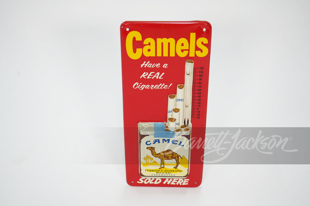 LATE 1950S-EARLY '60S CAMEL CIGARETTES TIN THERMOMETER