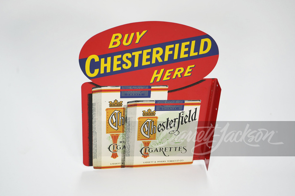 1950S CHESTERFIELD CIGARETTES TIN FLANGE SIGN