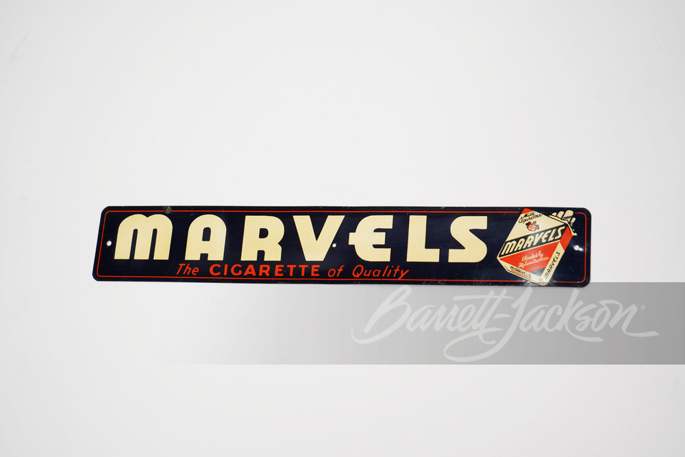 1940S MARVELS CIGARETTES TIN TACKER SIGN