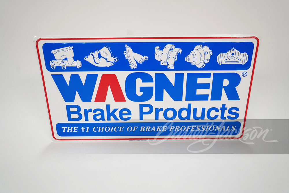 NOS VINTAGE WAGNER BRAKE PRODUCTS EMBOSSED TIN SIGN