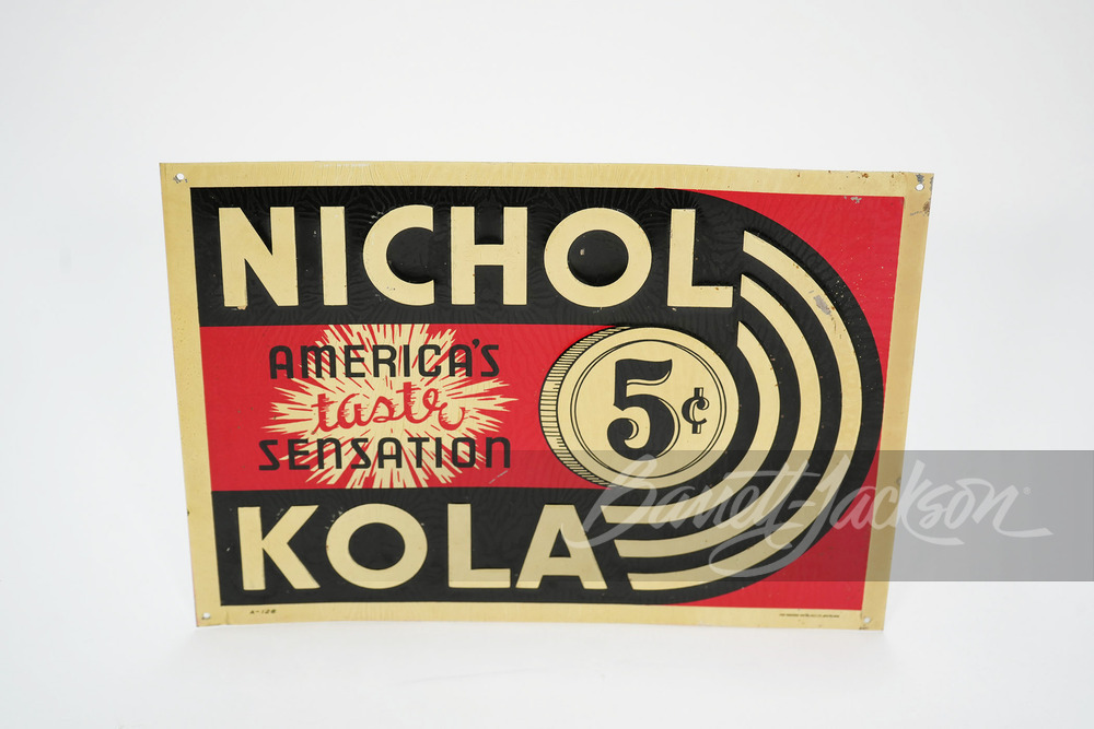 1930S NICHOL KOLA EMBOSSED TIN SIGN