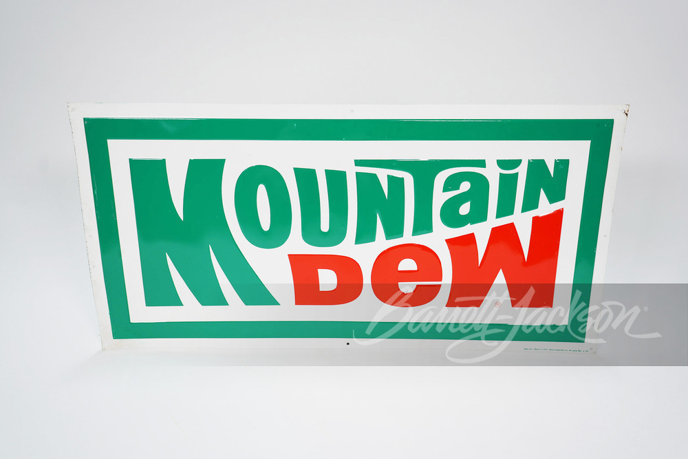 VINTAGE MOUNTAIN DEW SODA EMBOSSED TIN SIGN