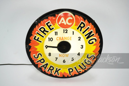 1960S AC FIRE RING SPARK PLUGS LIGHT-UP WALL CLOCK