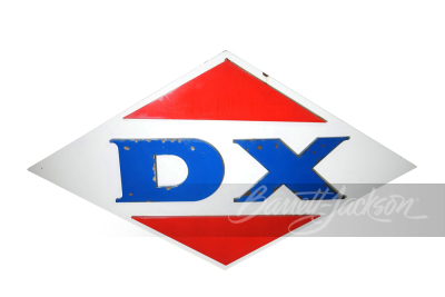 LARGE LATE 1950S-EARLY '60S DX OIL EMBOSSED PORCELAIN SIGN