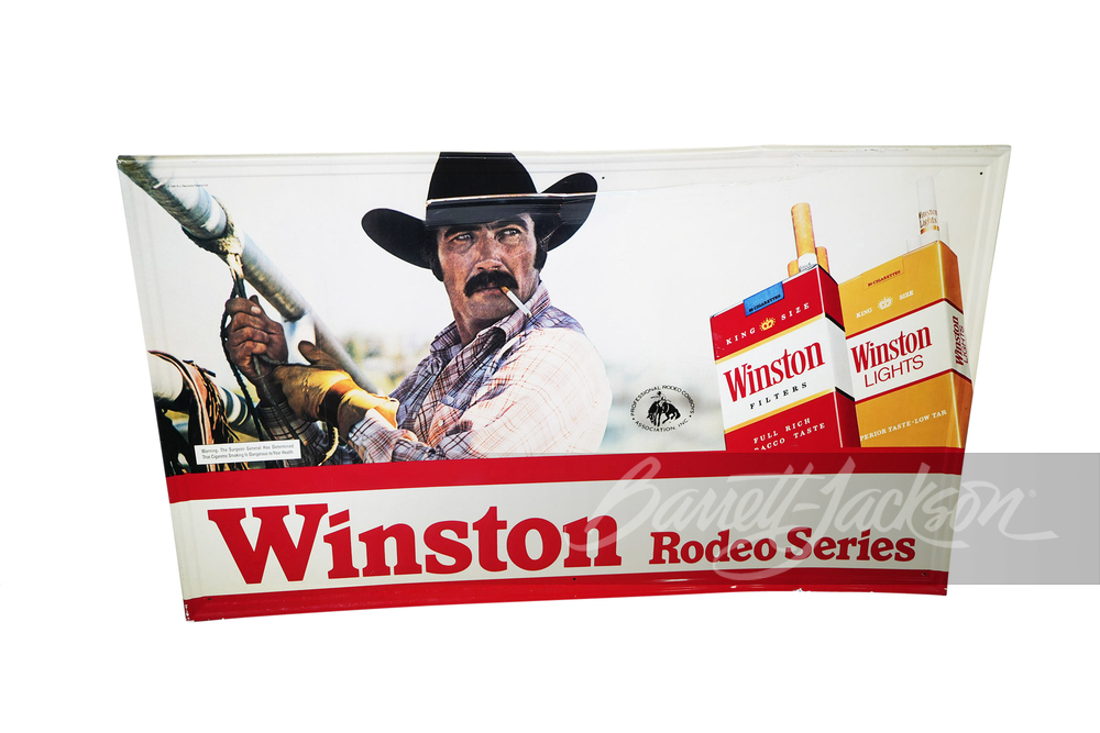 LARGE 1981 WINSTON RODEO SERIES TIN SIGN