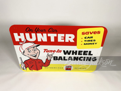 EARLY 1960S HUNTER WHEEL BALANCING TIN SIGN