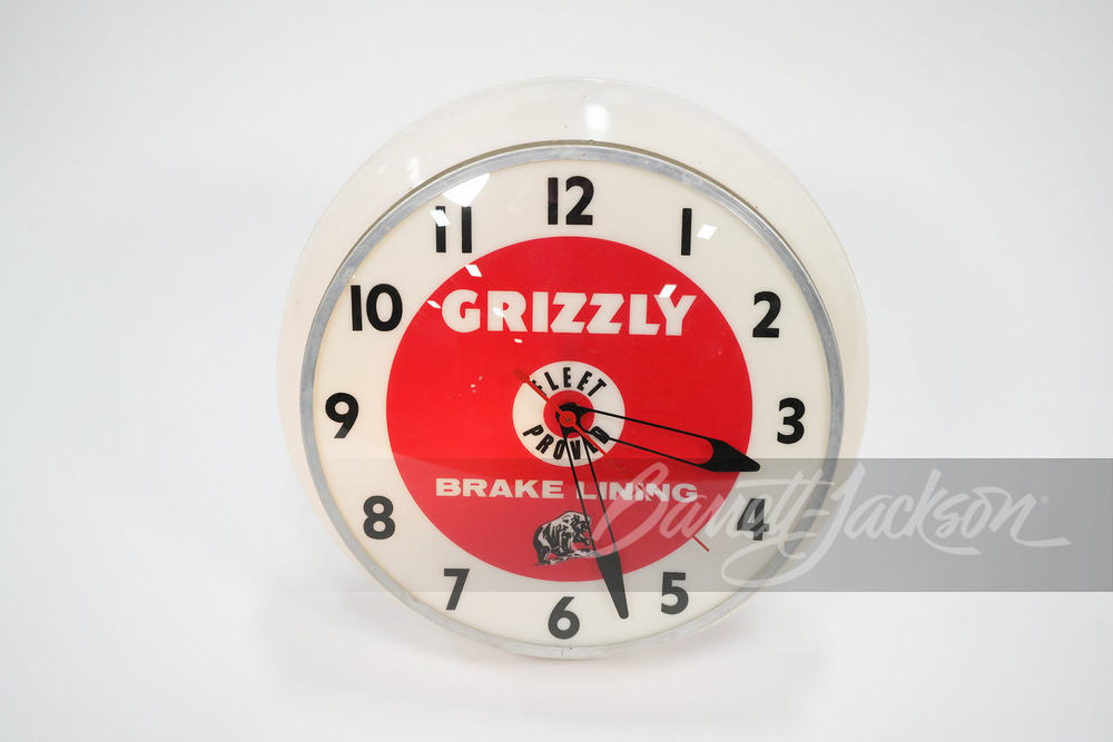 1950S GRIZZLY BRAKE LINING LIGHT-UP CLOCK