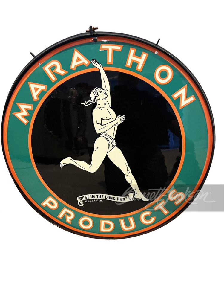 1930S MARATHON OIL PORCELAIN SIGN