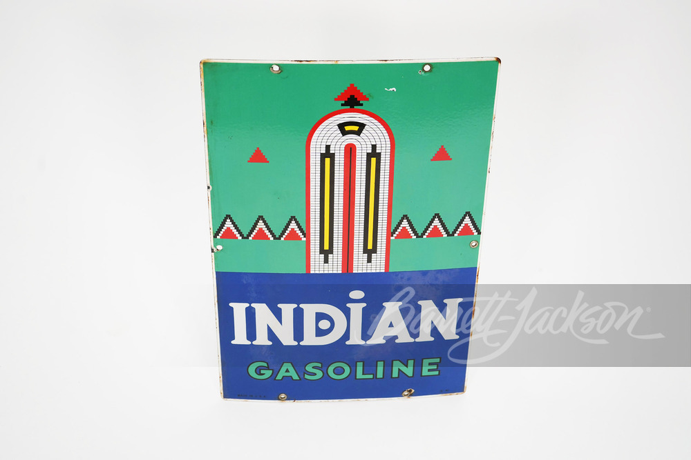 1941 TEXACO INDIAN GASOLINE PORCELAIN PUMP PLATE SIGN