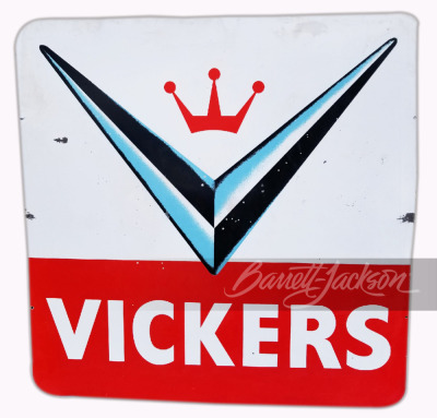 LARGE 1950S VICKERS GASOLINE PORCELAIN SIGN - 2