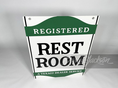 1962 TEXACO DEALER REGISTERED REST ROOM TIN SIGN - 2