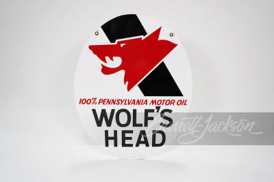 1970 WOLF'S HEAD MOTOR OIL TIN SIGN