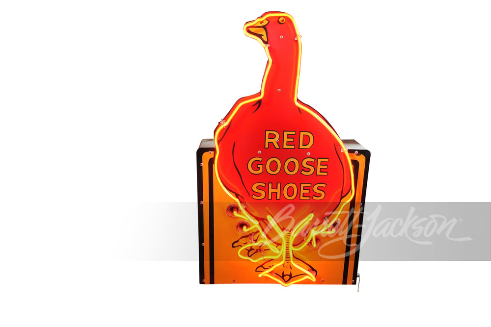 1930S RED GOOSE SHOES NEON PORCELAIN SIGN