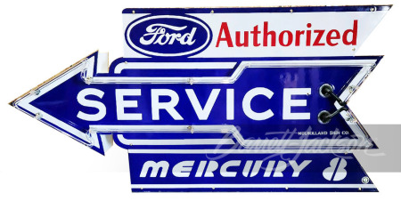 1940S FORD AUTHORIZED SERVICE - MERCURY 8 NEON PORCELAIN ARROW SIGN