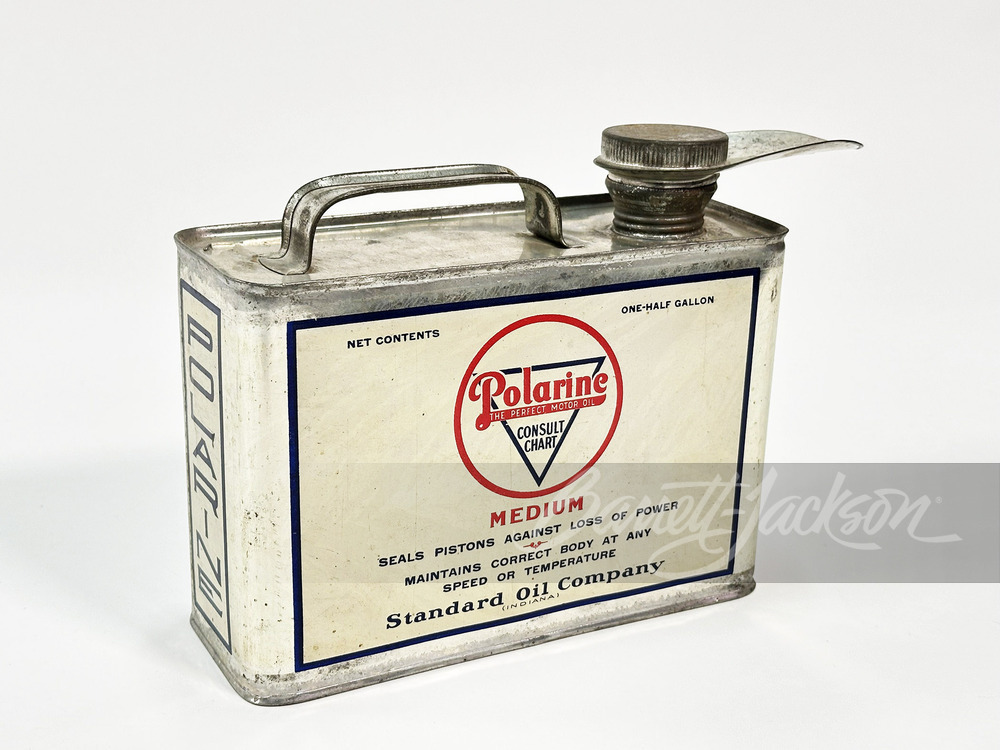 EARLY 1920S POLARINE MOTOR OIL HALF-GALLON TIN