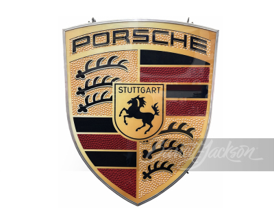 Terrific Porsche Automobiles double-sided light-up dealership sign.