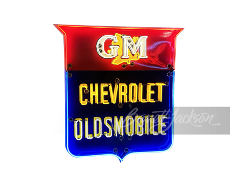 1950S GM CHEVROLET-OLDSMOBILE PORCELAIN WITH NEON SIGN