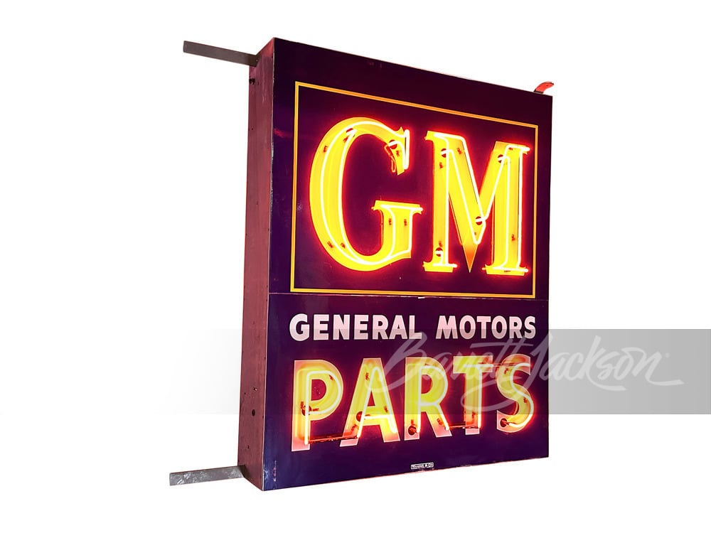 LARGE 1940S-50S GM PARTS NEON PORCELAIN SIGN