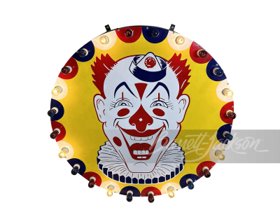 1940S AMUSEMENT PARK PORCELAIN CLOWN SIGN