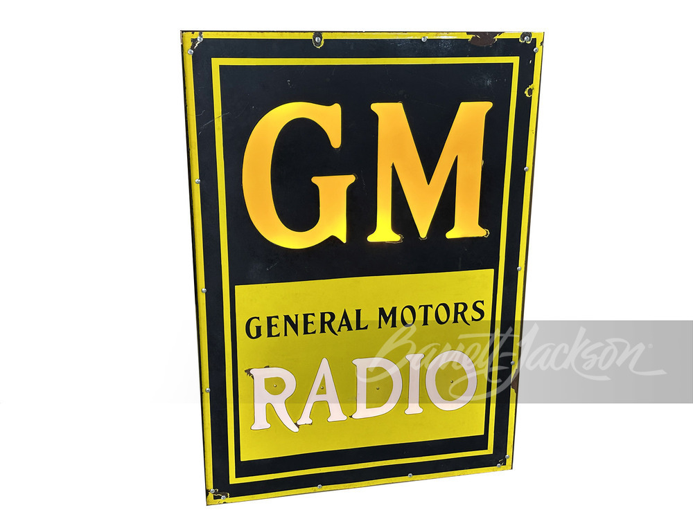 1930S GENERAL MOTORS RADIO PORCELAIN LIGHT-UP SIGN