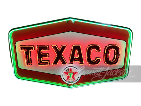 LATE 1950S-EARLY '60S TEXACO OIL PORCELAIN SIGN WITH ANIMATED NEON