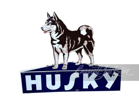 1940S-50S HUSKY OIL PORCELAIN MARQUEE SIGN