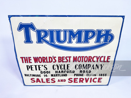 1950S TRIUMPH MOTORCYCLES EMBOSSED TIN SIGN