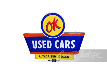 LATE 1950S CHEVROLET OK USED CARS PORCELAIN SIGN