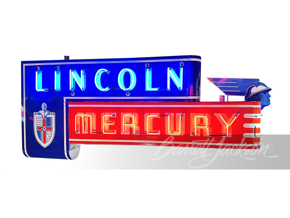 1940S LINCOLN MERCURY NEON PORCELAIN SIGN