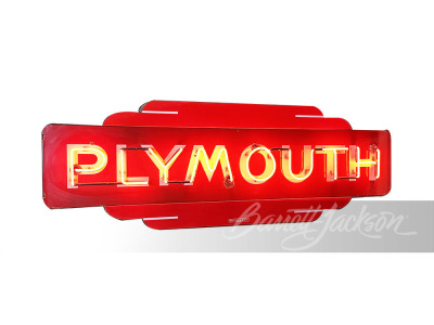 CIRCA 1940S-50S PLYMOUTH AUTOMOBILES NEON PORCELAIN SIGN