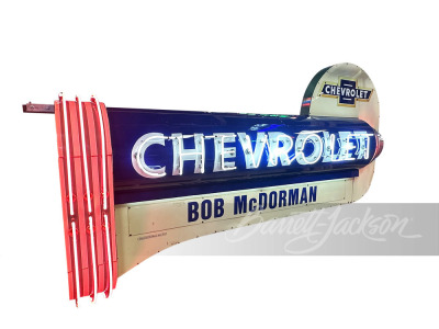 ATOMIC-STYLE CHEVROLET BARREL NEON PORCELAIN SIGN - 2